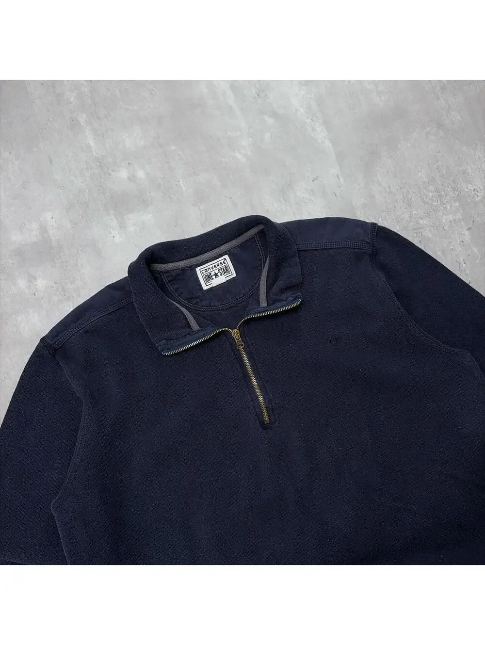 Y2K Navy Converse Grunge Gothic Quarter Zip Sweater
